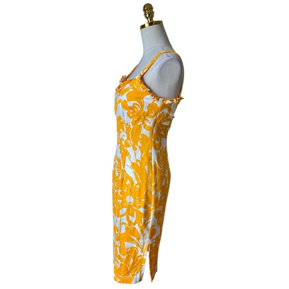 Trina Turk Women’s Zile Floral Ruffle Sleeveless Sheath Bodycon Midi Dress Sz 4 - Picture 8 of 12